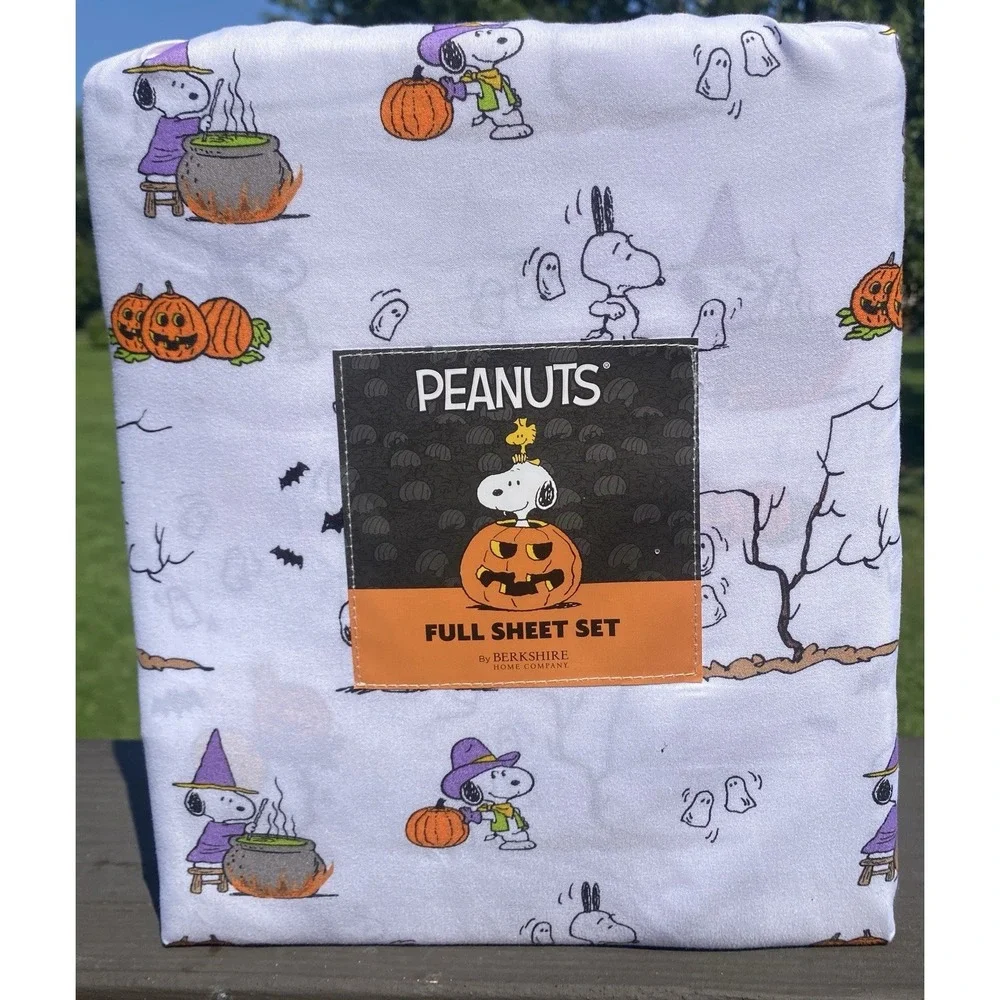 New Peanuts Snoopy Halloween Full Sheet Set Witch Ghost Cauldron Ghost Cowboy